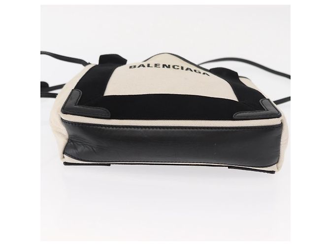 Balenciaga Borsa a mano Cabas Navy in tela 2 in 1 Bianco Nero 390346 Auth ep11845 - vista 5