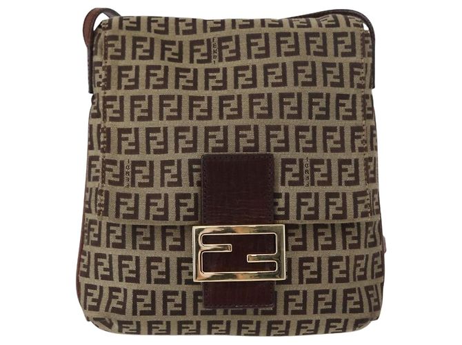 Borsa a Spalla in Tela Zucchino FENDI Beige Oro Auth 149656 - vista 13