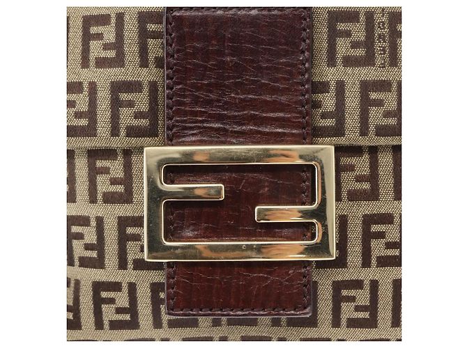 Borsa a Spalla in Tela Zucchino FENDI Beige Oro Auth 149656 - vista 17