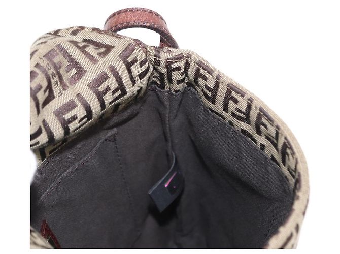 Borsa a Spalla in Tela Zucchino FENDI Beige Oro Auth 149656 - vista 20