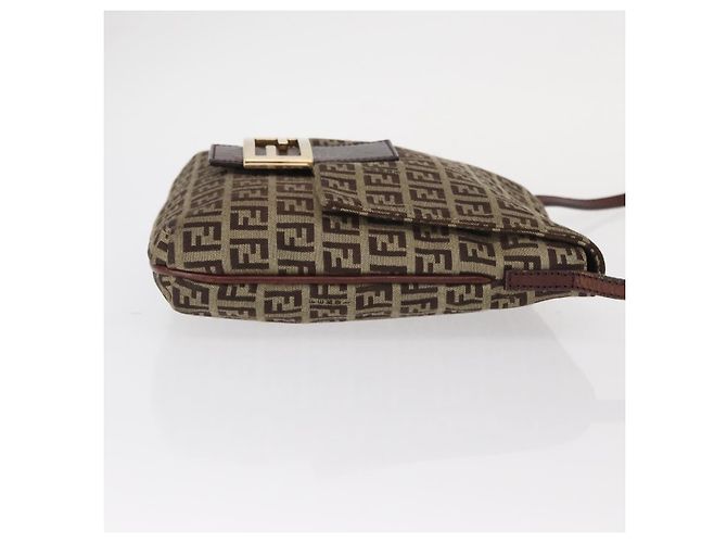 Borsa a Spalla in Tela Zucchino FENDI Beige Oro Auth 149656 - vista 3