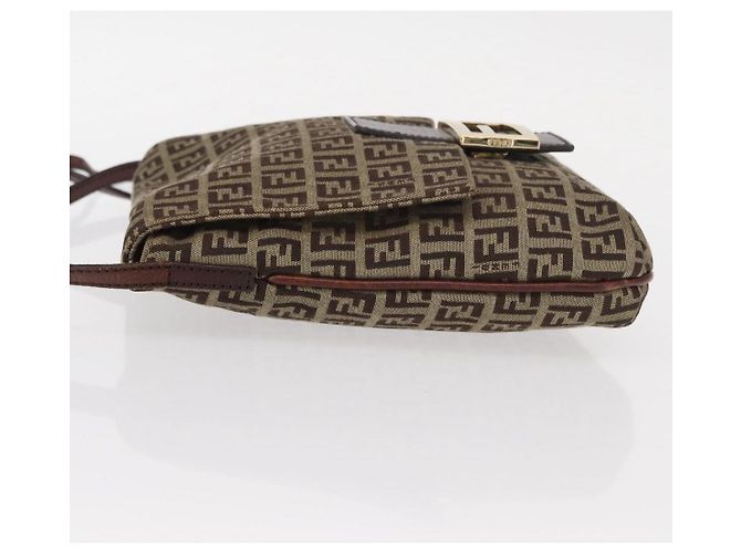 Borsa a Spalla in Tela Zucchino FENDI Beige Oro Auth 149656 - vista 4