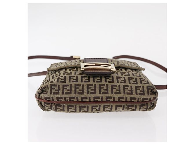 Borsa a Spalla in Tela Zucchino FENDI Beige Oro Auth 149656 - vista 5