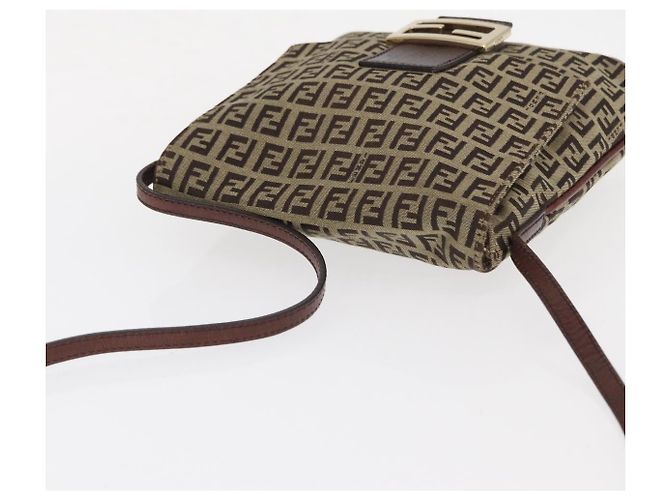 Borsa a Spalla in Tela Zucchino FENDI Beige Oro Auth 149656 - vista 6