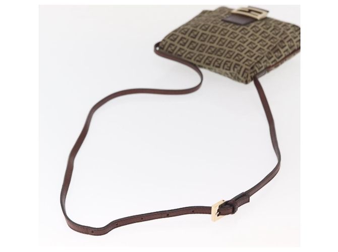 Borsa a Spalla in Tela Zucchino FENDI Beige Oro Auth 149656 - vista 7