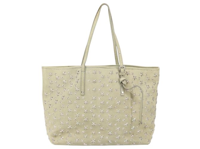 Borsa tote in pelle beige argento con borchie Jimmy Choo Auth bs30825 - vista 13