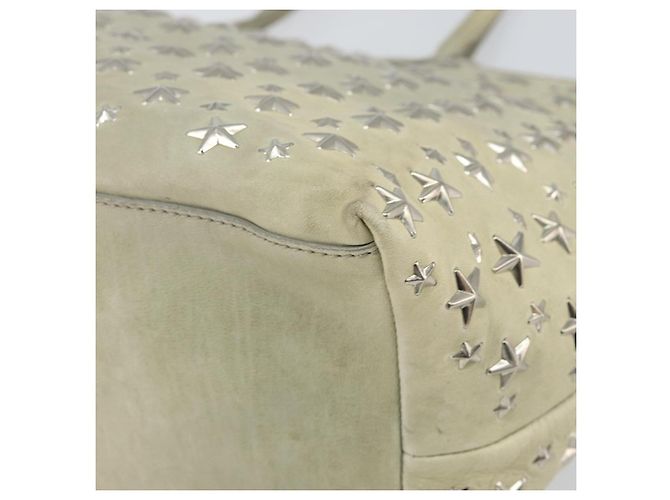 Borsa tote in pelle beige argento con borchie Jimmy Choo Auth bs30825 - vista 15