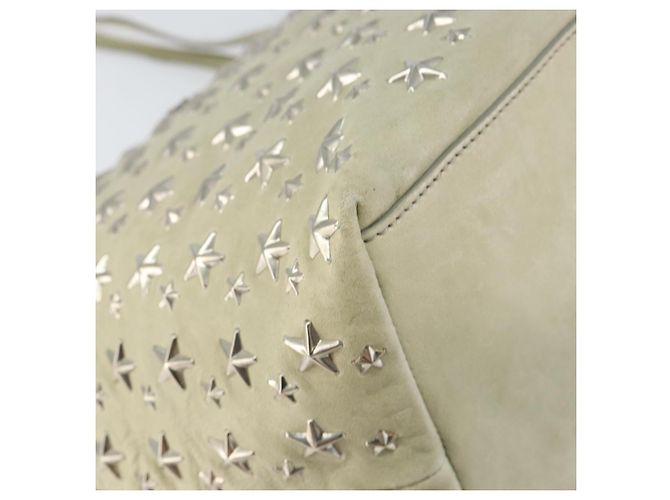 Borsa tote in pelle beige argento con borchie Jimmy Choo Auth bs30825 - vista 16