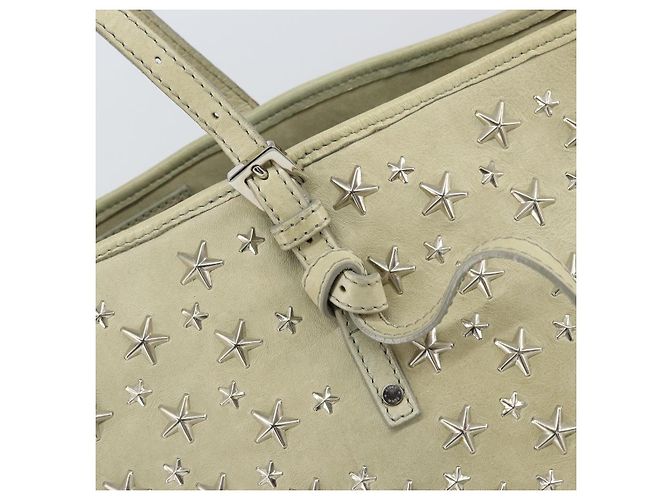 Borsa tote in pelle beige argento con borchie Jimmy Choo Auth bs30825 - vista 17