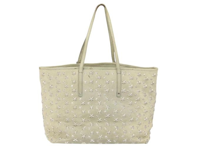 Borsa tote in pelle beige argento con borchie Jimmy Choo Auth bs30825 - vista 2