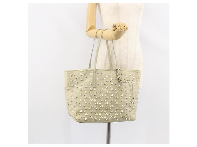 Borsa tote in pelle beige argento con borchie Jimmy Choo Auth bs30825 - vista 21