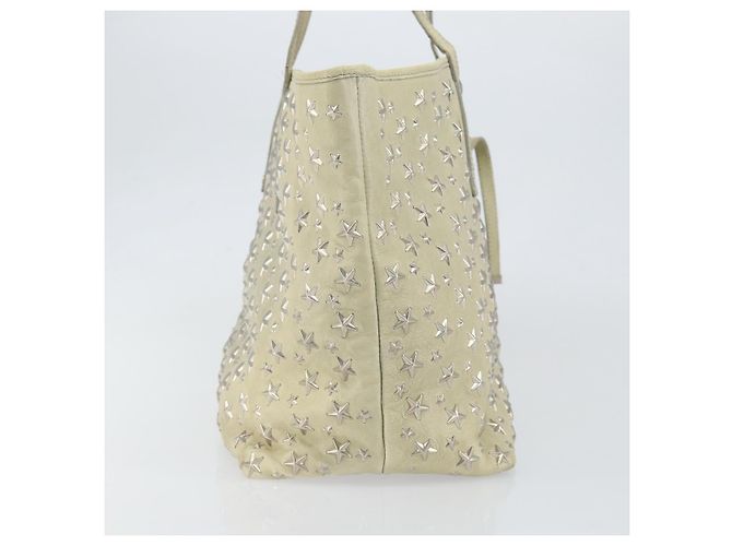 Borsa tote in pelle beige argento con borchie Jimmy Choo Auth bs30825 - vista 3