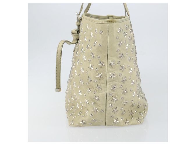Borsa tote in pelle beige argento con borchie Jimmy Choo Auth bs30825 - vista 4