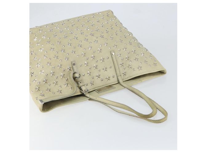 Borsa tote in pelle beige argento con borchie Jimmy Choo Auth bs30825 - vista 6