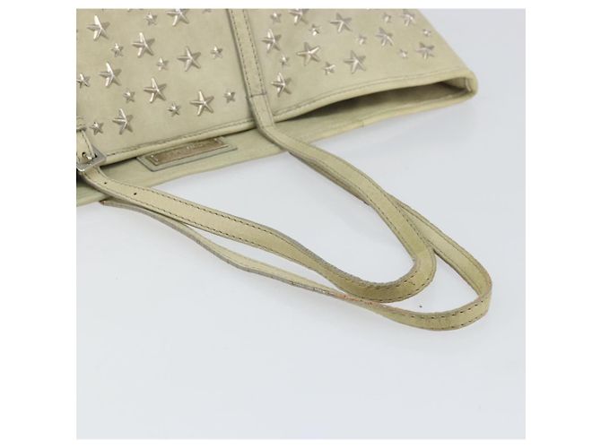 Borsa tote in pelle beige argento con borchie Jimmy Choo Auth bs30825 - vista 7