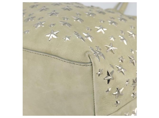 Borsa tote in pelle beige argento con borchie Jimmy Choo Auth bs30825 - vista 9