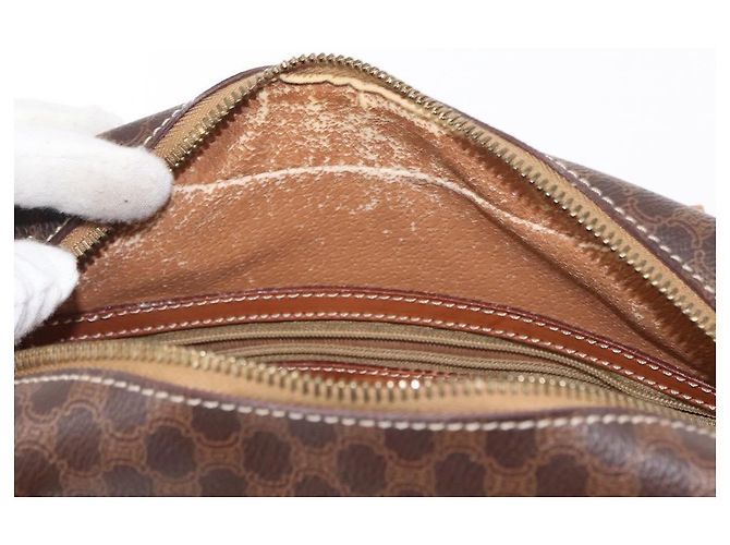 Céline Borsa a mano in tela Macadam CELINE in pelle PVC marrone oro Auth 152578 D'oro - vista 11