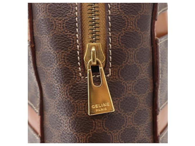 Céline Borsa a mano in tela Macadam CELINE in pelle PVC marrone oro Auth 152578 D'oro - vista 17