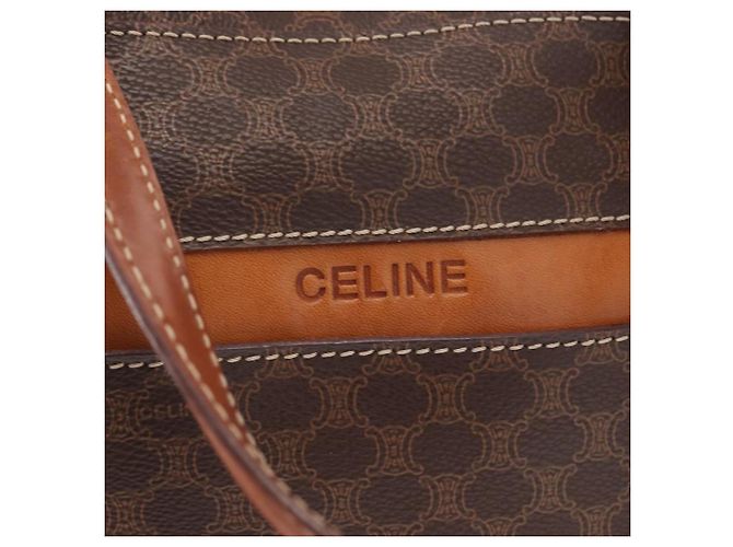 Céline Borsa a mano in tela Macadam CELINE in pelle PVC marrone oro Auth 152578 D'oro - vista 18