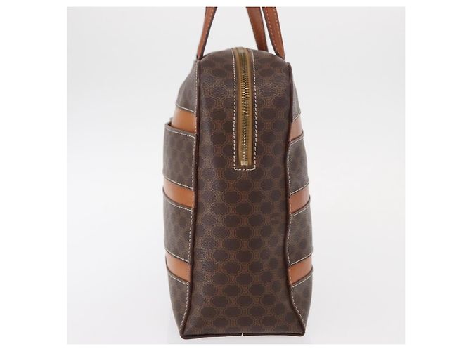 Céline Borsa a mano in tela Macadam CELINE in pelle PVC marrone oro Auth 152578 D'oro - vista 3
