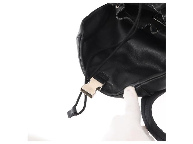 Zaino in pelle nera e argento PRADA Auth 121332 Nero - vista 20