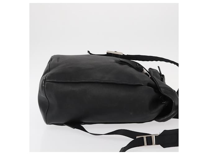Zaino in pelle nera e argento PRADA Auth 121332 Nero - vista 3