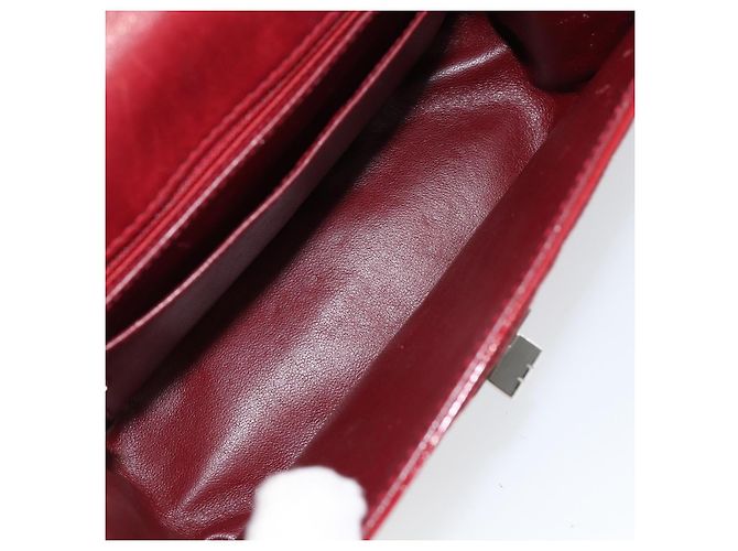 CHANEL 2.55 Borsa a Spalla Matelassé con Catena Rosso Smalto Argento CC Auth bs30717 - vista 11