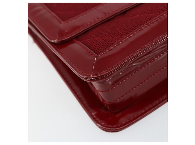 CHANEL 2.55 Borsa a Spalla Matelassé con Catena Rosso Smalto Argento CC Auth bs30717 - vista 14