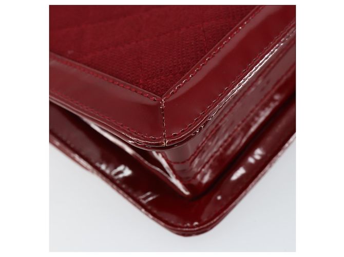 CHANEL 2.55 Borsa a Spalla Matelassé con Catena Rosso Smalto Argento CC Auth bs30717 - vista 16