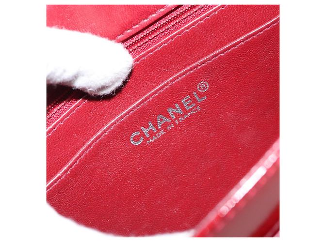 CHANEL 2.55 Borsa a Spalla Matelassé con Catena Rosso Smalto Argento CC Auth bs30717 - vista 18