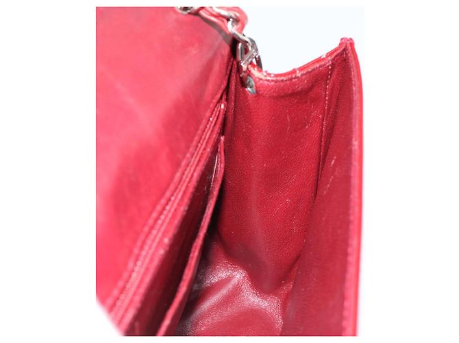 CHANEL 2.55 Borsa a Spalla Matelassé con Catena Rosso Smalto Argento CC Auth bs30717 - vista 19
