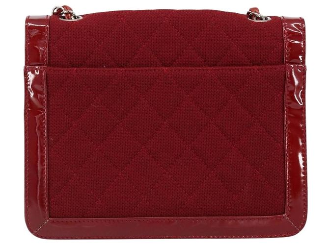 CHANEL 2.55 Borsa a Spalla Matelassé con Catena Rosso Smalto Argento CC Auth bs30717 - vista 2
