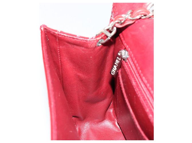 CHANEL 2.55 Borsa a Spalla Matelassé con Catena Rosso Smalto Argento CC Auth bs30717 - vista 20