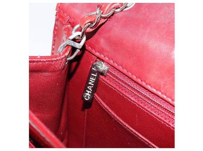 CHANEL 2.55 Borsa a Spalla Matelassé con Catena Rosso Smalto Argento CC Auth bs30717 - vista 21
