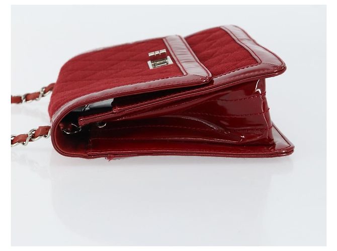 CHANEL 2.55 Borsa a Spalla Matelassé con Catena Rosso Smalto Argento CC Auth bs30717 - vista 4