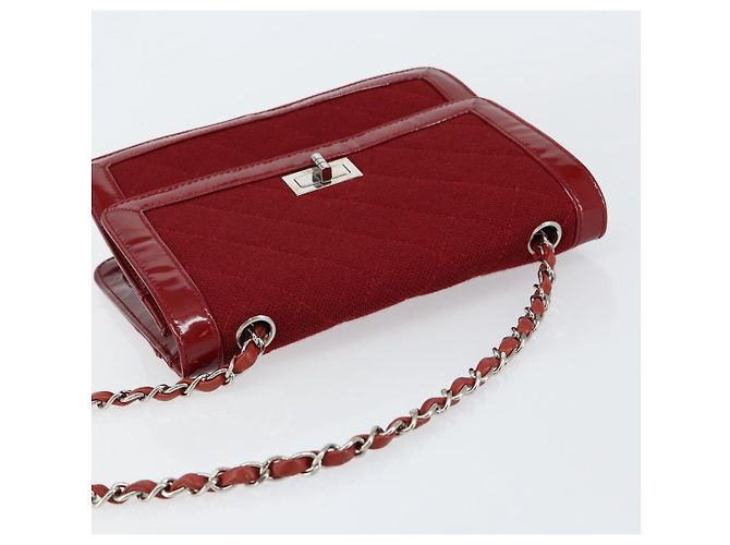 CHANEL 2.55 Borsa a Spalla Matelassé con Catena Rosso Smalto Argento CC Auth bs30717 - vista 6