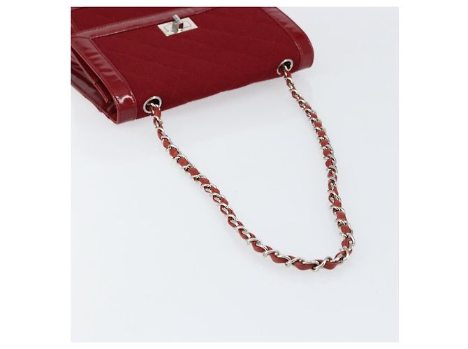 CHANEL 2.55 Borsa a Spalla Matelassé con Catena Rosso Smalto Argento CC Auth bs30717 - vista 7
