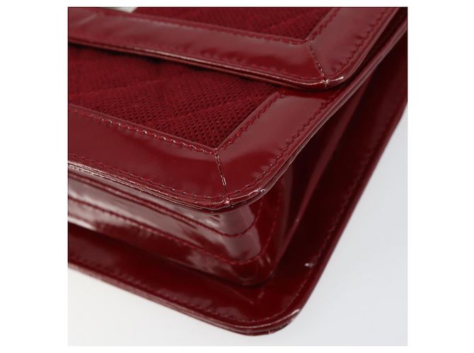 CHANEL 2.55 Borsa a Spalla Matelassé con Catena Rosso Smalto Argento CC Auth bs30717 - vista 9