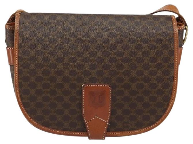 Céline Borsa a spalla in tela Macadam CELINE in pelle PVC marrone oro Auth bs31023 D'oro - vista 13
