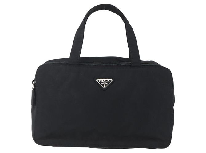 PRADA Borsa a mano in nylon nero argento Auth bs31144 - vista 13
