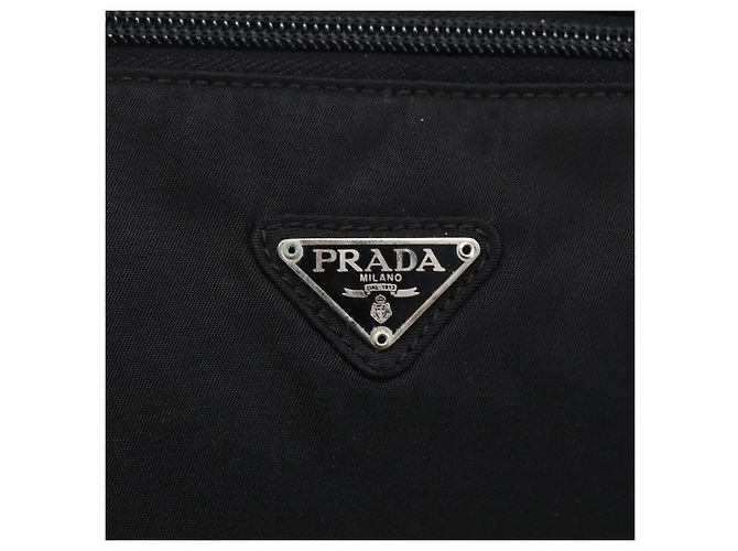 PRADA Borsa a mano in nylon nero argento Auth bs31144 - vista 17