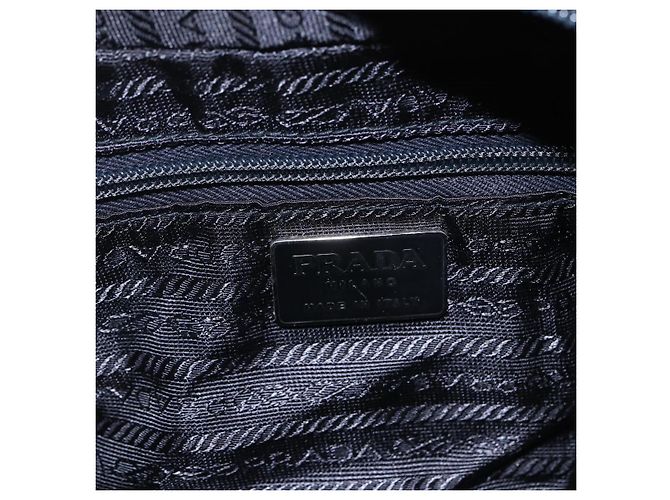 PRADA Borsa a mano in nylon nero argento Auth bs31144 - vista 19