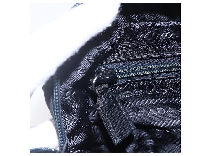 PRADA Borsa a mano in nylon nero argento Auth bs31144 - vista 20