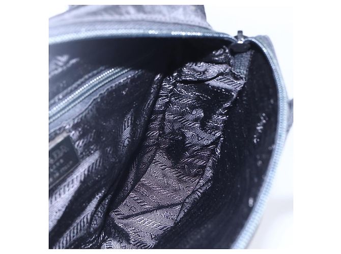 PRADA Borsa a mano in nylon nero argento Auth bs31144 - vista 21