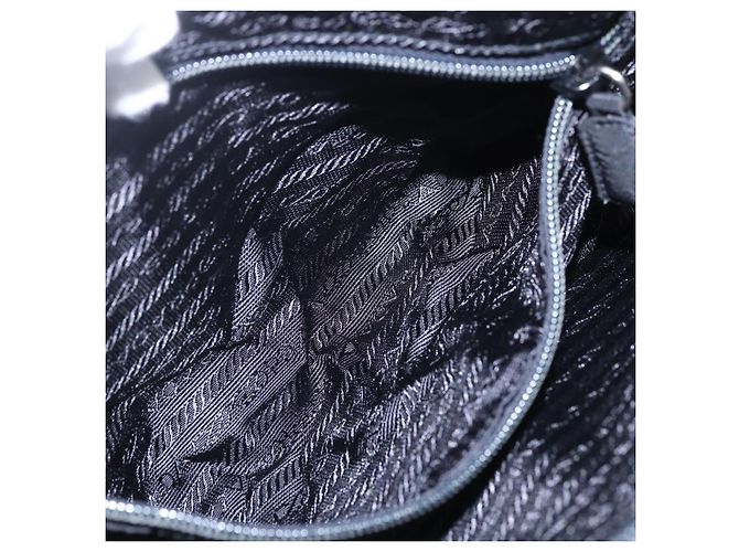 PRADA Borsa a mano in nylon nero argento Auth bs31144 - vista 23
