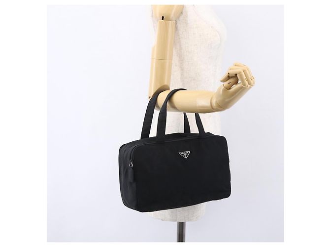 PRADA Borsa a mano in nylon nero argento Auth bs31144 - vista 27