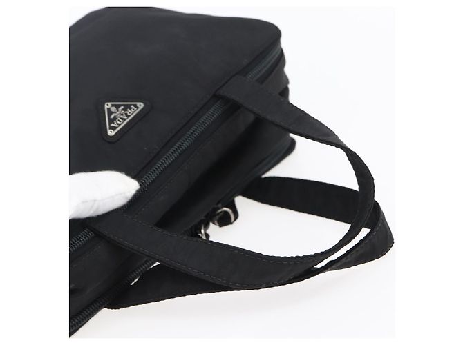 PRADA Borsa a mano in nylon nero argento Auth bs31144 - vista 7