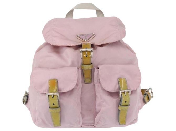 Zaino PRADA in nylon rosa argento Auth 153366 - vista 13