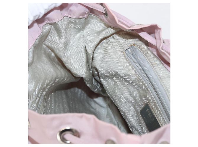 Zaino PRADA in nylon rosa argento Auth 153366 - vista 29