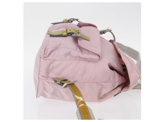 Zaino PRADA in nylon rosa argento Auth 153366 - vista 3
